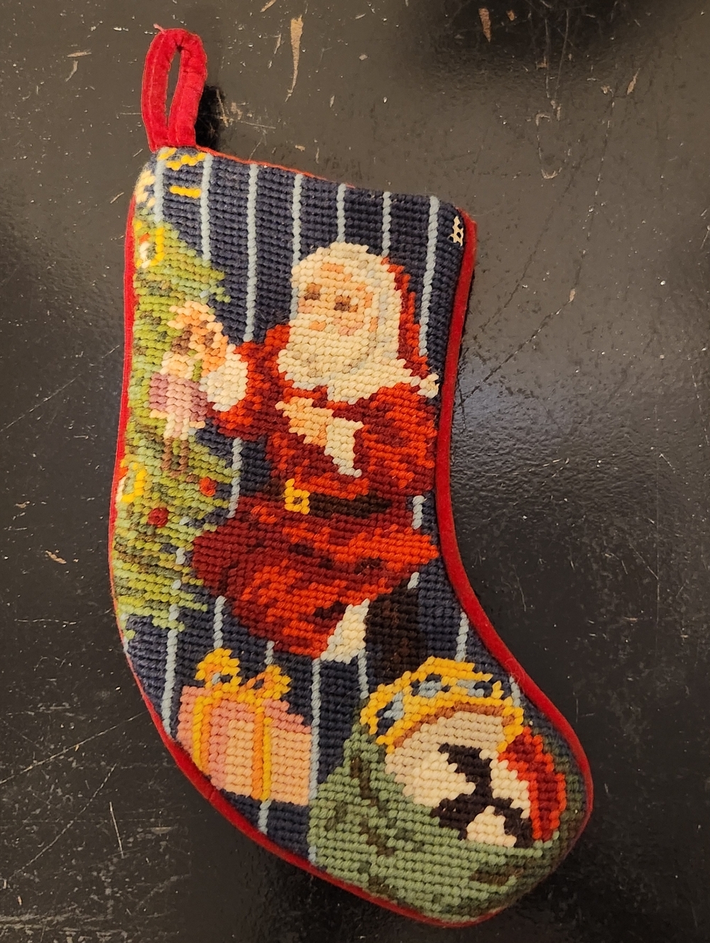 Needlepoint Christmas Small Stocking Santa